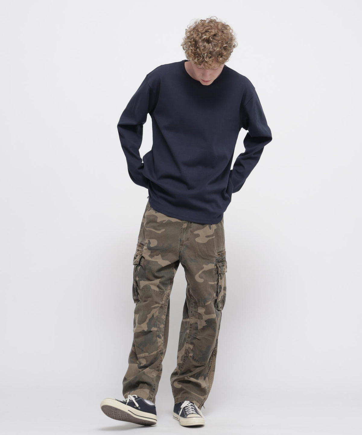 《DAILY/デイリー》BIG SIZE RIB L/S CREW NECK T-SHIRT