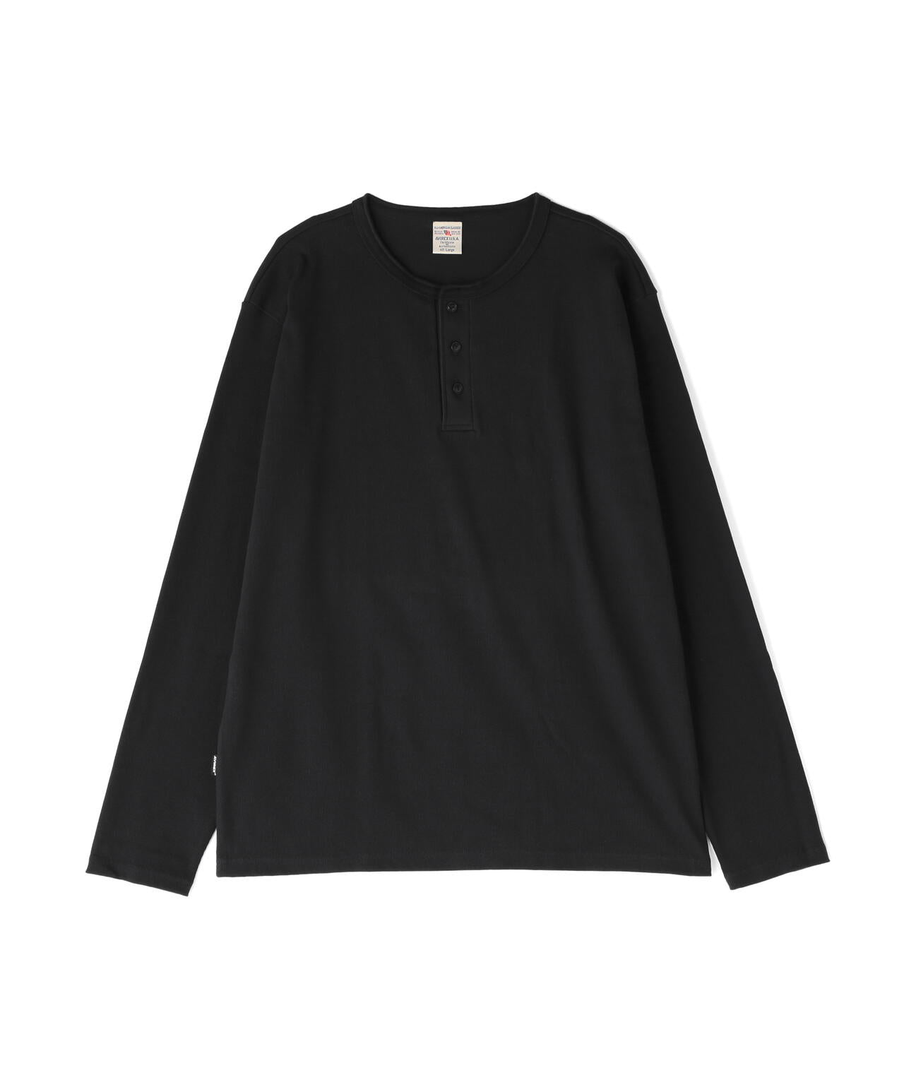 BIG SIZE RIB L/S HENLEY NECK T-SHIRT
