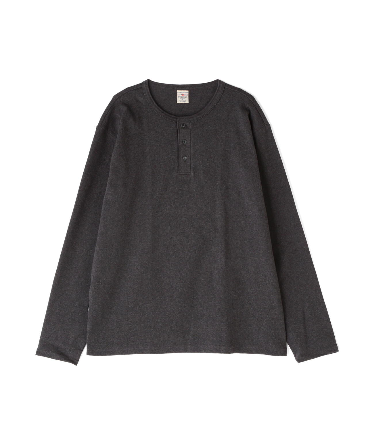 BIG SIZE RIB L/S HENLEY NECK T-SHIRT