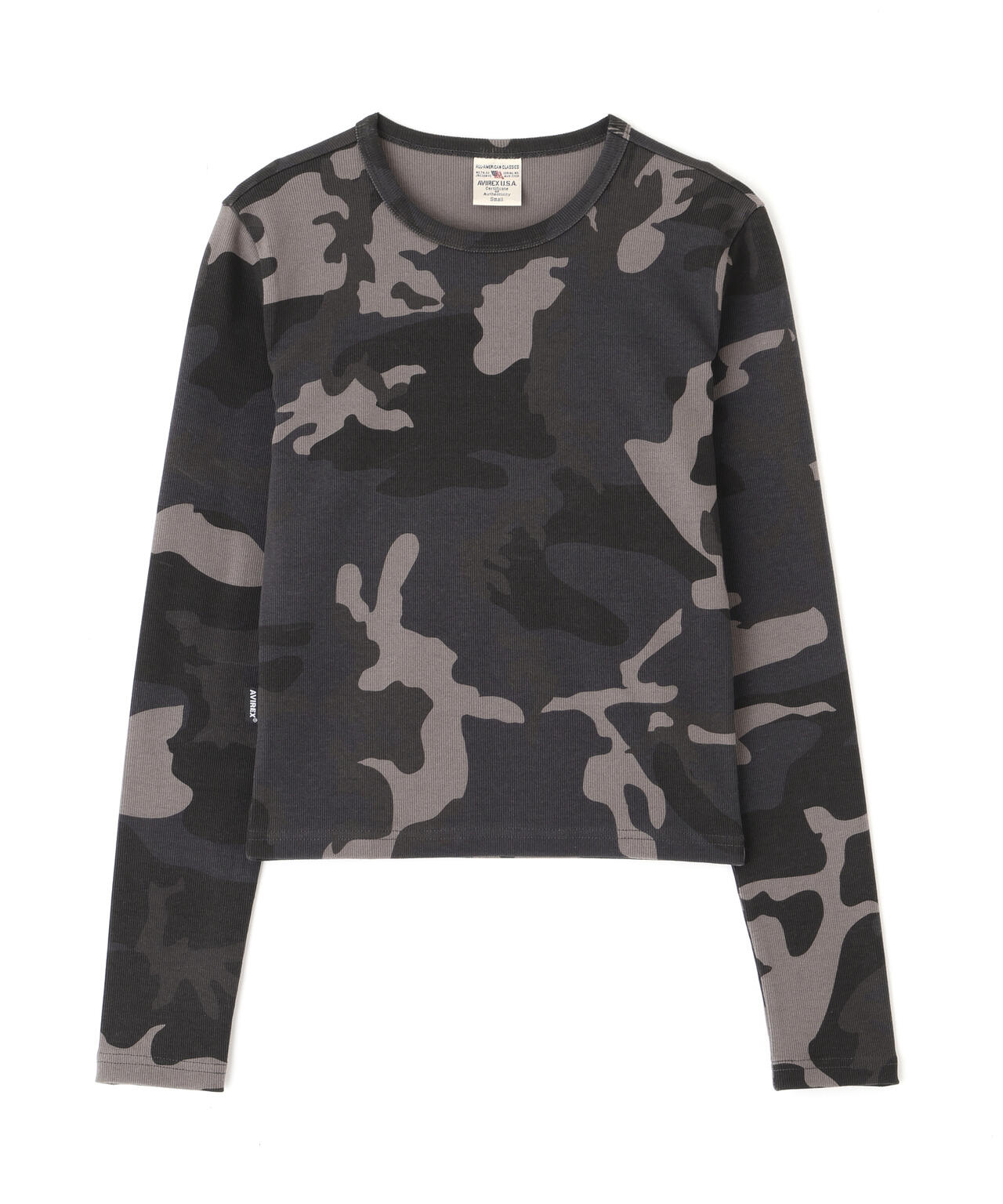 《WEB限定/DAILY/デイリー/WOMAN》RIB CAMO L/S CREW NECK T-SHIRT