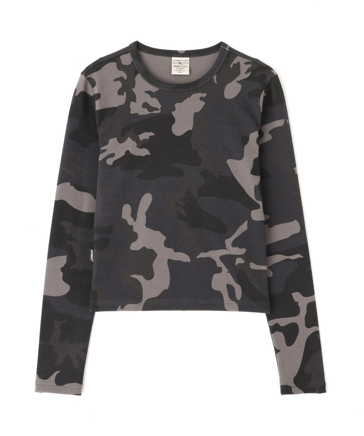 《WEB限定/DAILY/デイリー/WOMAN》RIB CAMO L/S CREW NECK T-SHIRT