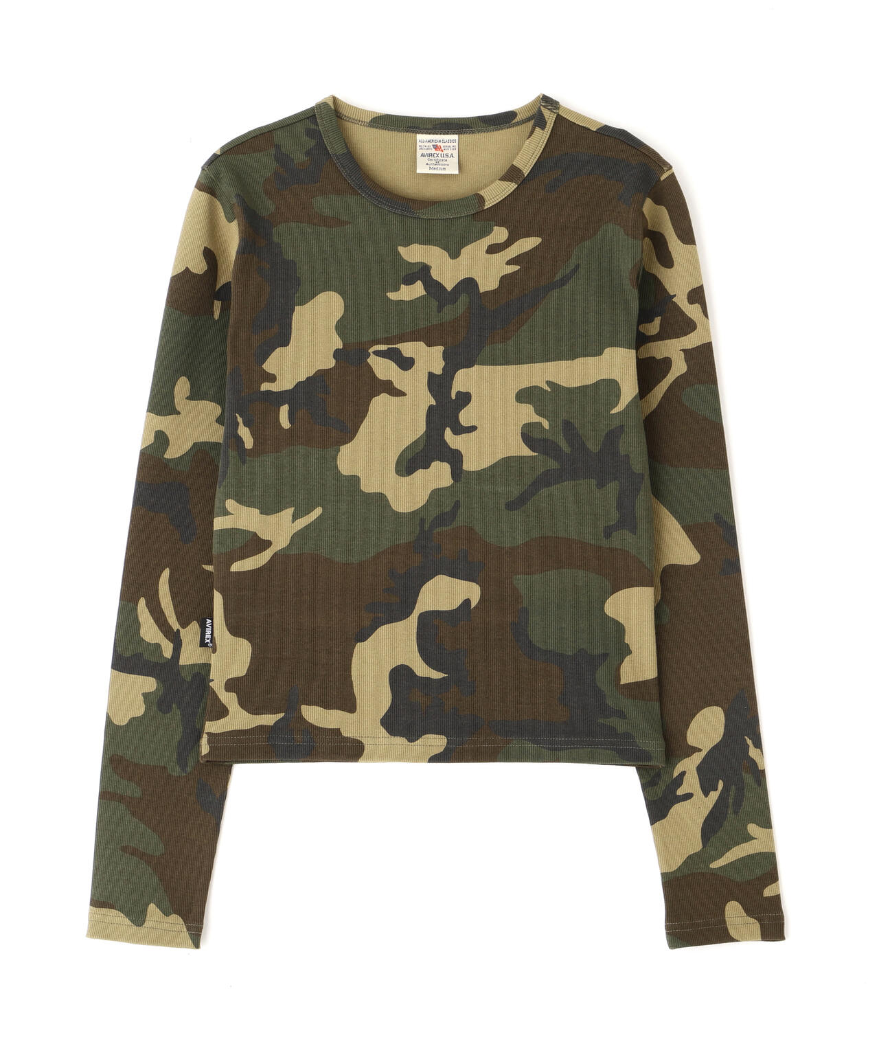 《WEB限定/DAILY/デイリー/WOMAN》RIB CAMO L/S CREW NECK T-SHIRT