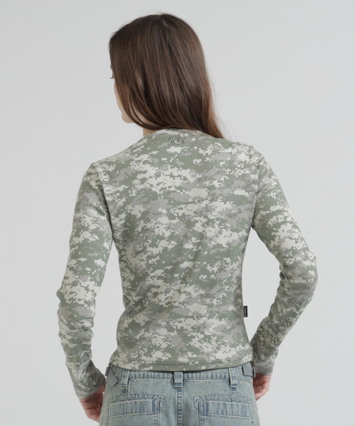 《WEB限定/DAILY/デイリー/WOMAN》RIB CAMO L/S CREW NECK T-SHIRT