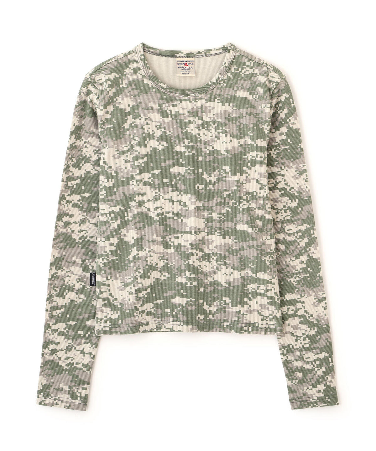 《WEB限定/DAILY/デイリー/WOMAN》RIB CAMO L/S CREW NECK T-SHIRT