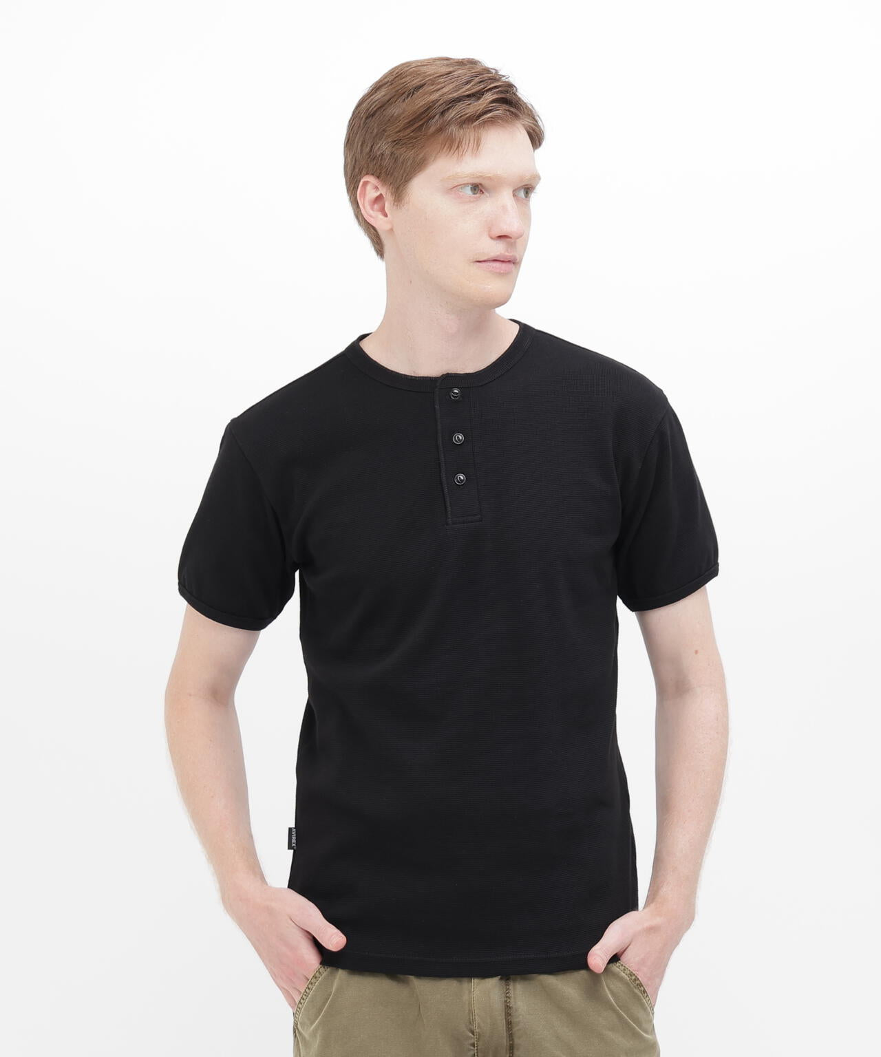 《DAILY/デイリー》MINI WAFFLE HENRY NECK T-SHIRT