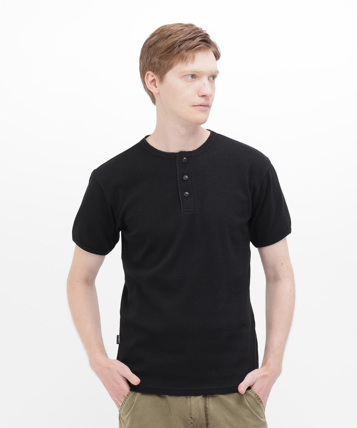 《DAILY/デイリー》MINI WAFFLE HENLEY NECK T-SHIRT