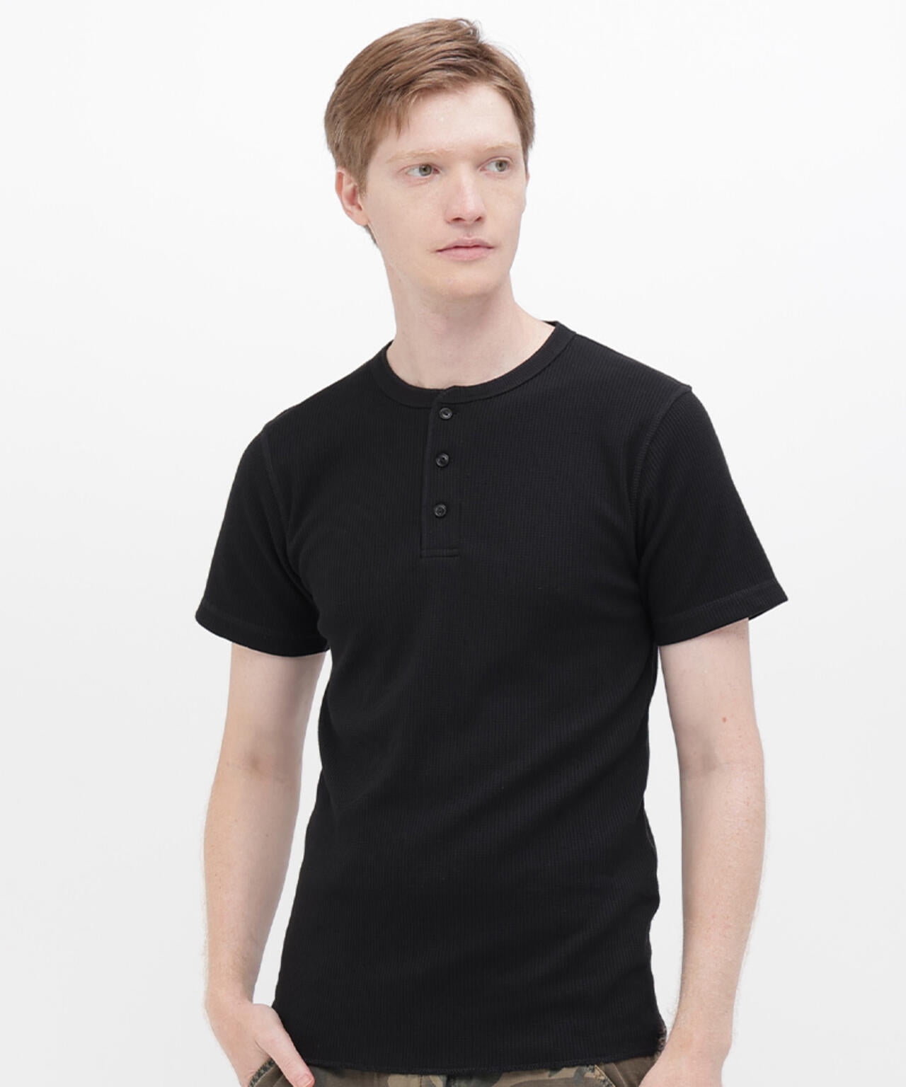 《DAILY/デイリー》THERMAL HENRY NECK T-SHIRT