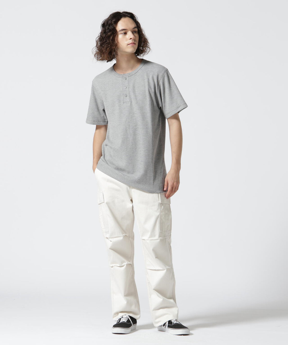 《DAILY/デイリー》THERMAL HENLEY NECK T-SHIRT