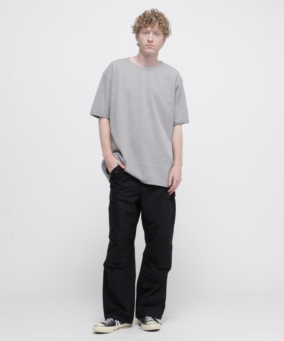 《DAILY/デイリー》BIG SIZE RIB S/S CREW NECK T-SHIRT