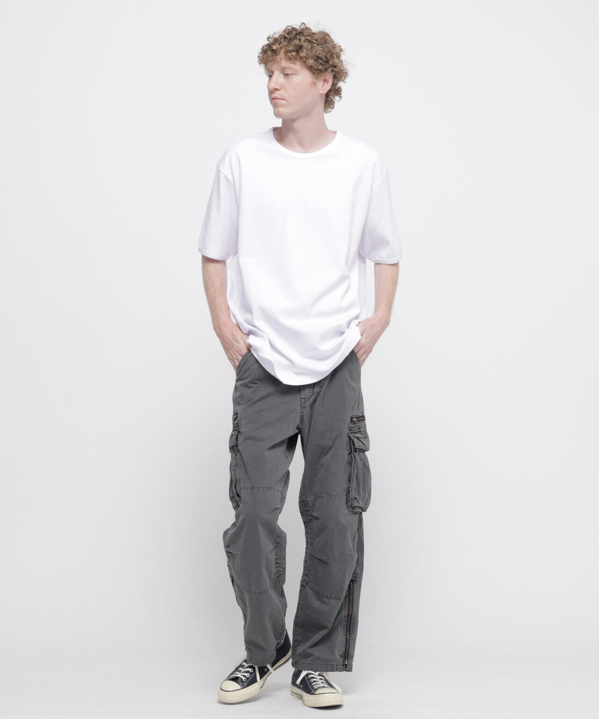 《DAILY/デイリー》BIG SIZE RIB S/S CREW NECK T-SHIRT