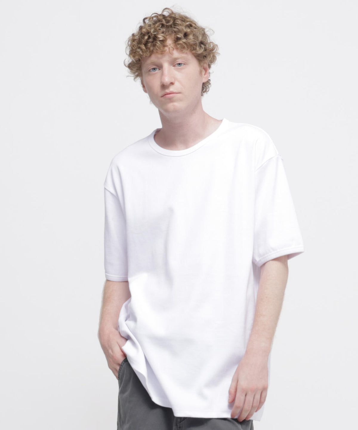 《DAILY/デイリー》BIG SIZE RIB S/S CREW NECK T-SHIRT