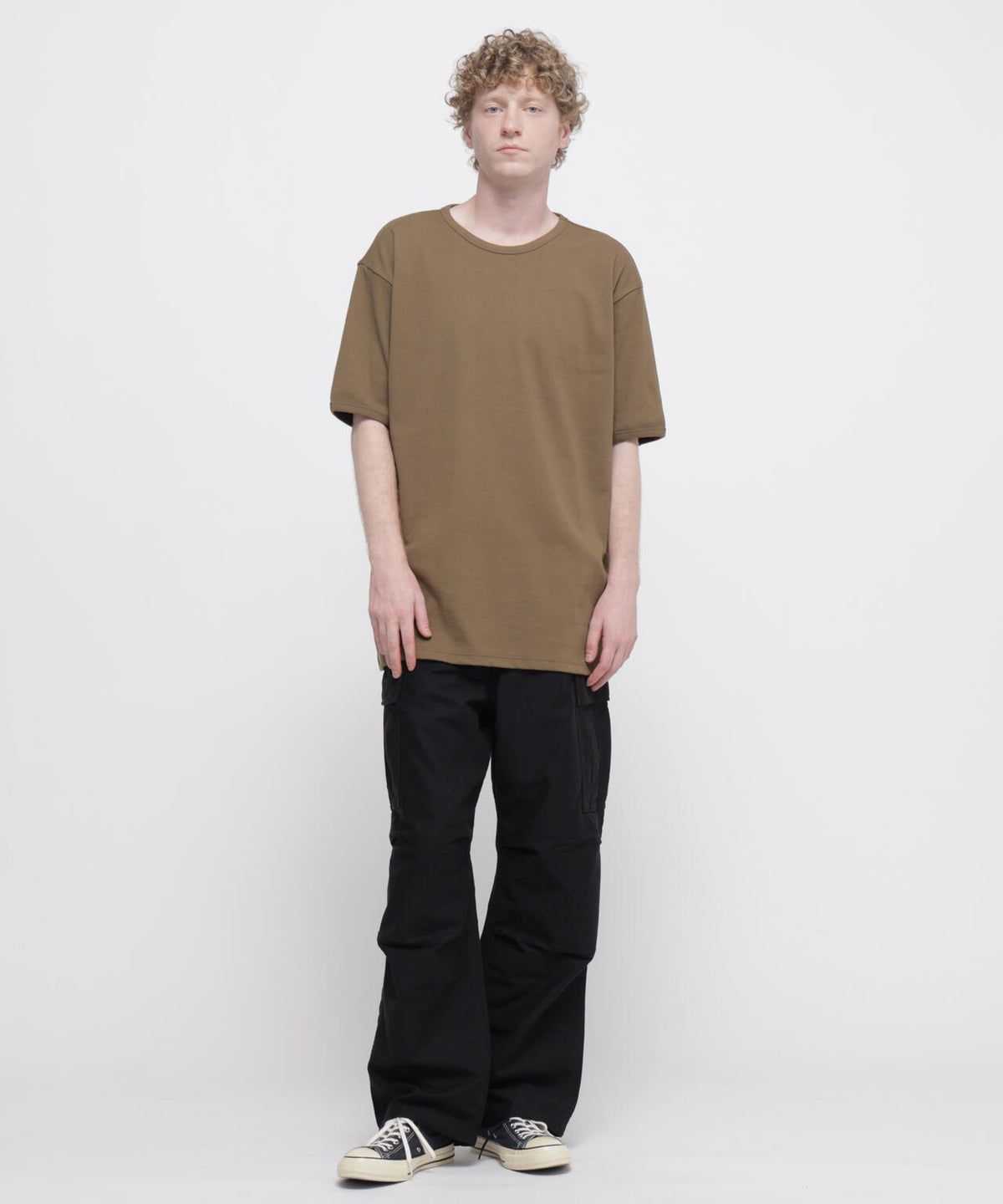 《DAILY/デイリー》BIG SIZE RIB S/S CREW NECK T-SHIRT