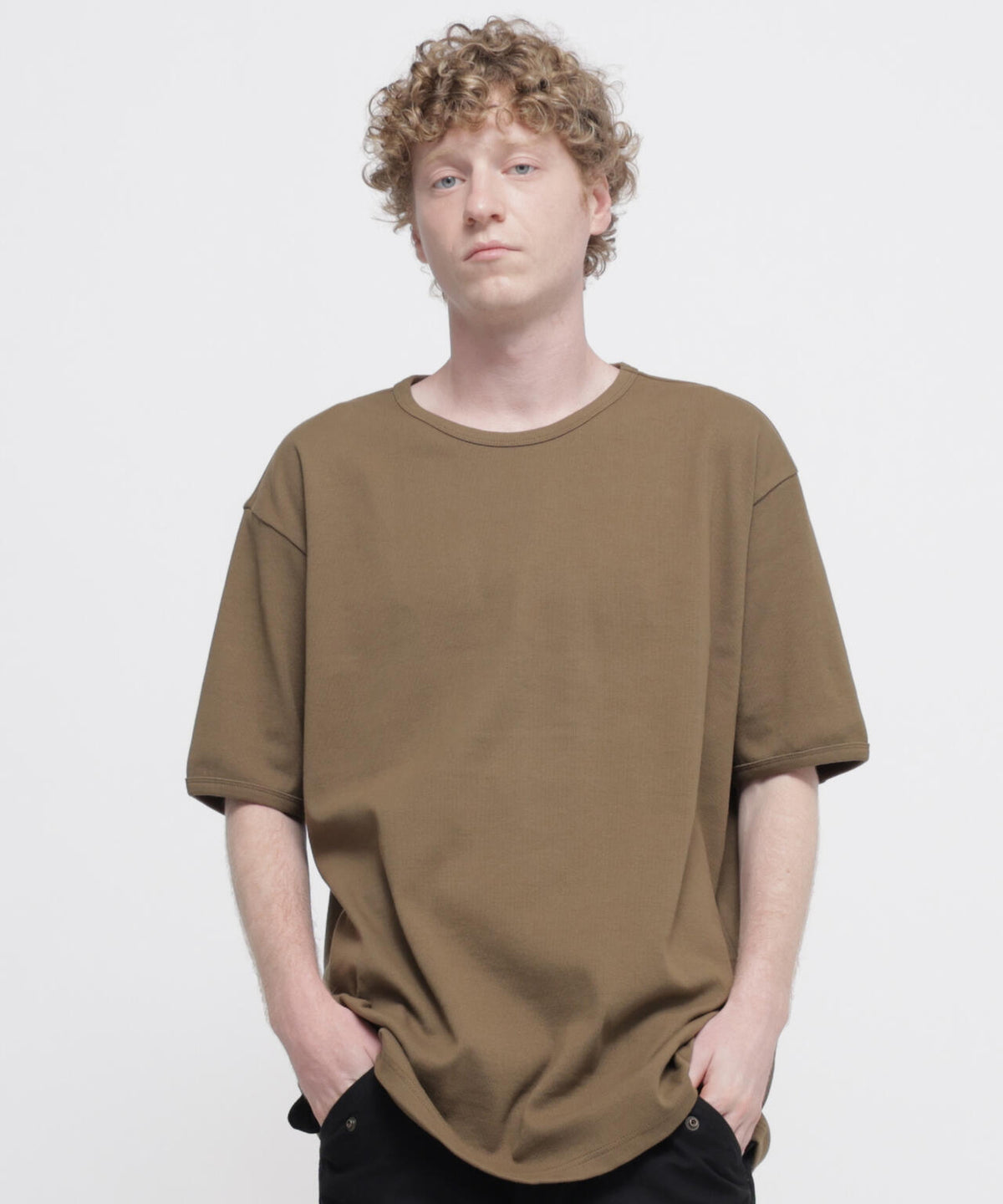 《DAILY/デイリー》BIG SIZE RIB S/S CREW NECK T-SHIRT