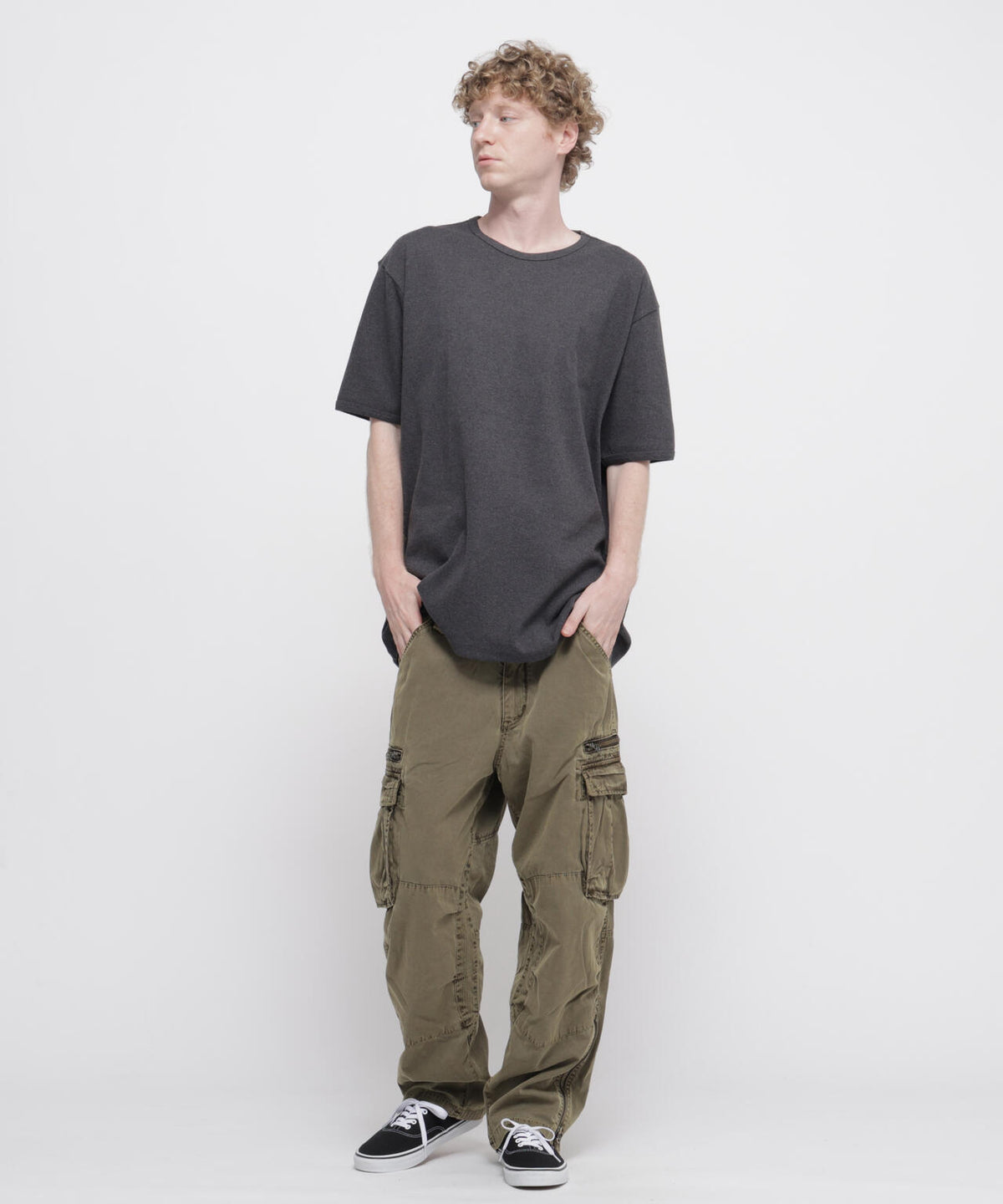 《DAILY/デイリー》BIG SIZE RIB S/S CREW NECK T-SHIRT