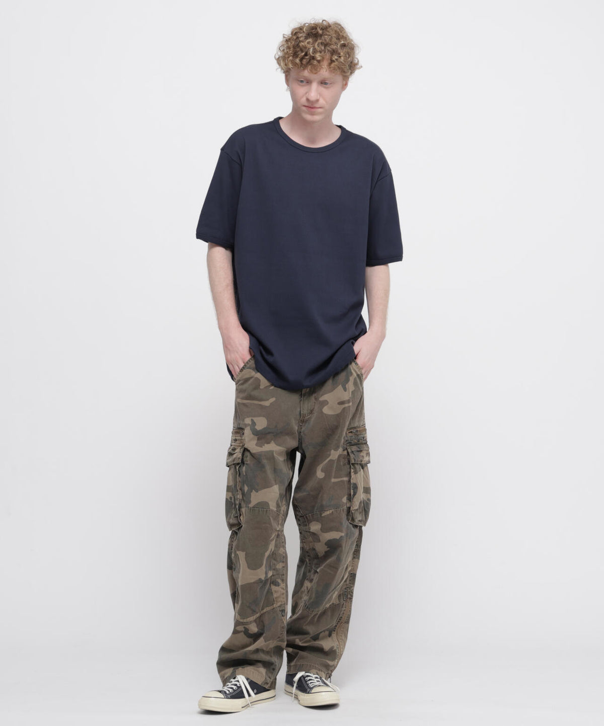 《DAILY/デイリー》BIG SIZE RIB S/S CREW NECK T-SHIRT