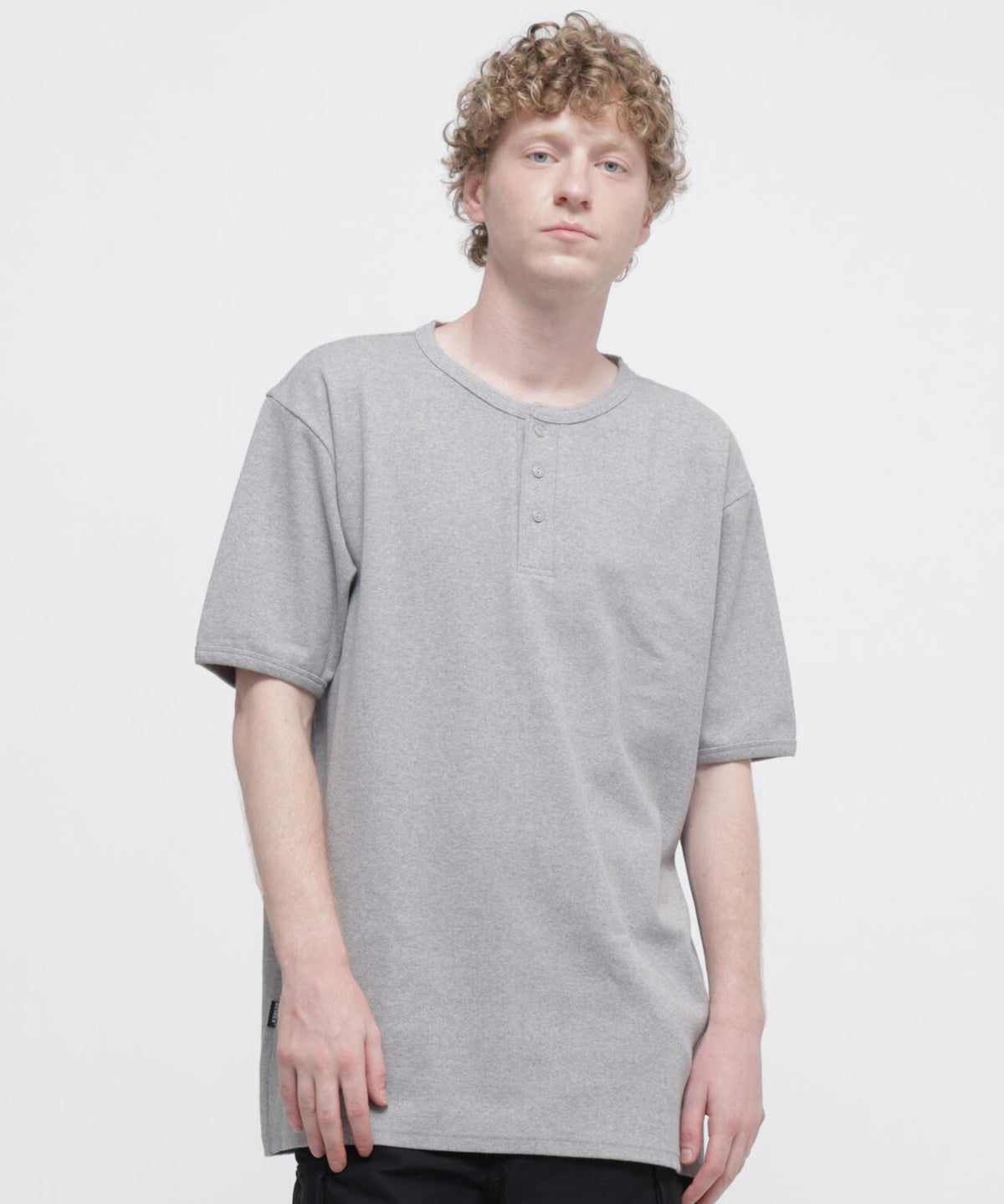 《DAILY/デイリー》BIG SIZE RIB S/S HENLEY NECK T-SHIRT
