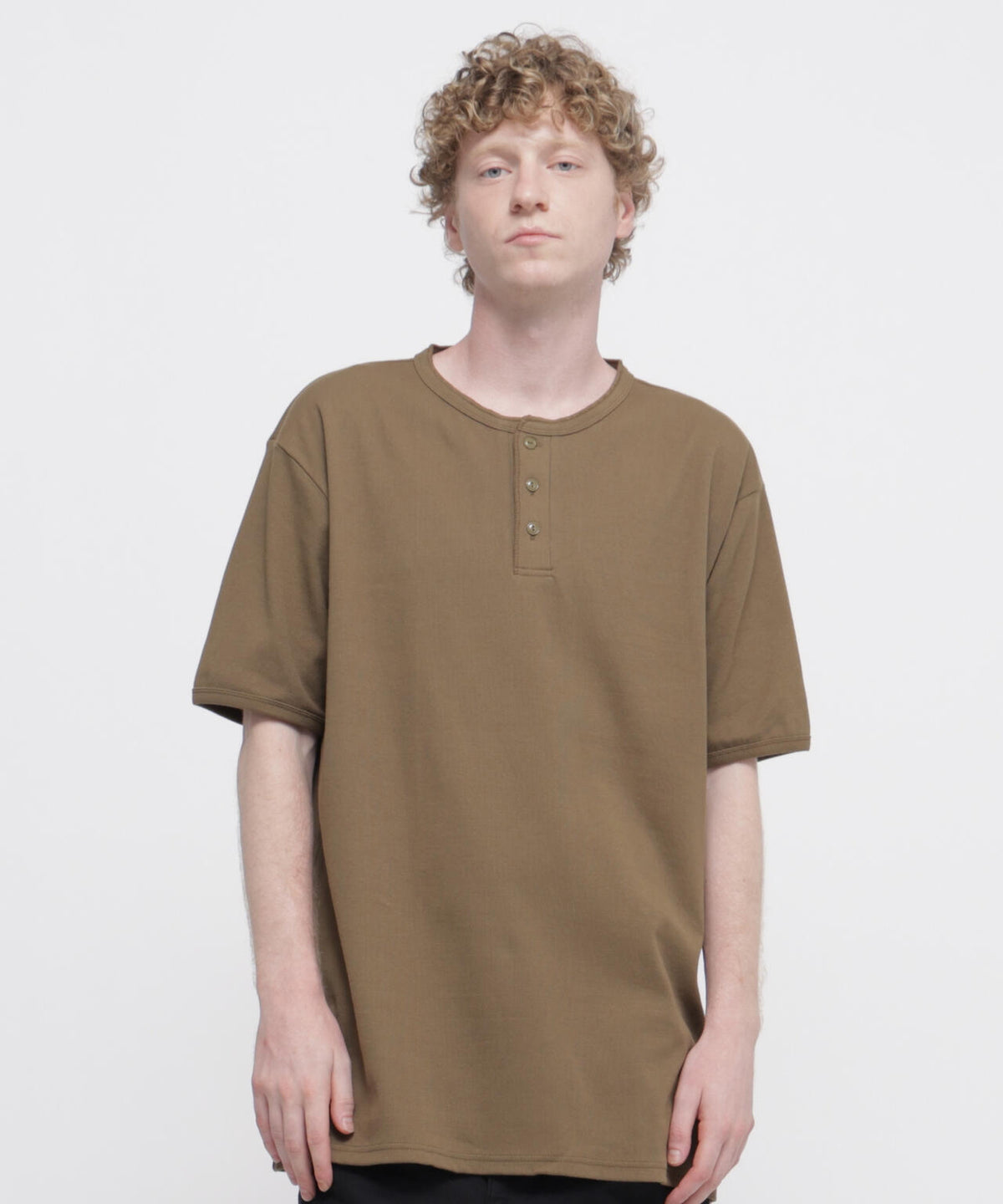 《DAILY/デイリー》BIG SIZE RIB S/S HENLEY NECK T-SHIRT