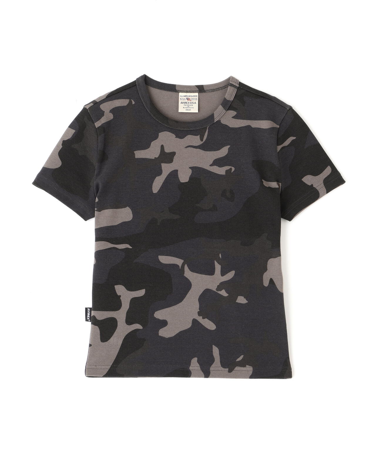 《WEB限定/DAILY/デイリー/WOMAN》 RIB CAMO S/S CREW NECK T-SHIRT