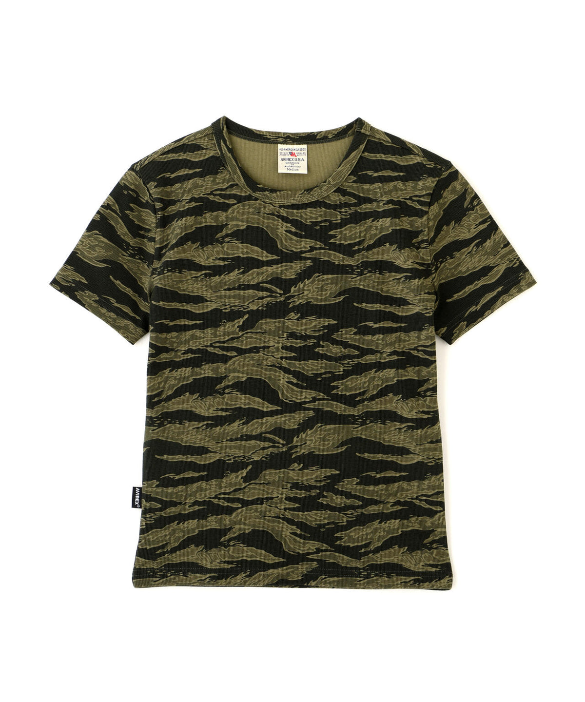 《WEB限定/DAILY/デイリー/WOMAN》 RIB CAMO S/S CREW NECK T-SHIRT