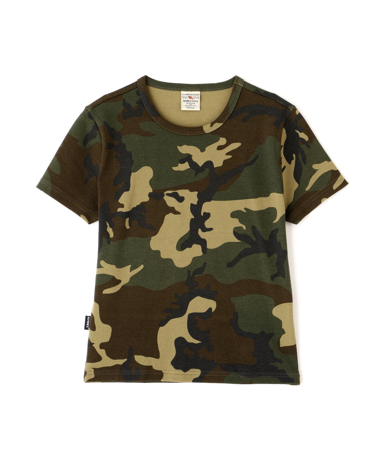 《WEB限定/DAILY/デイリー/WOMAN》 RIB CAMO S/S CREW NECK T-SHIRT