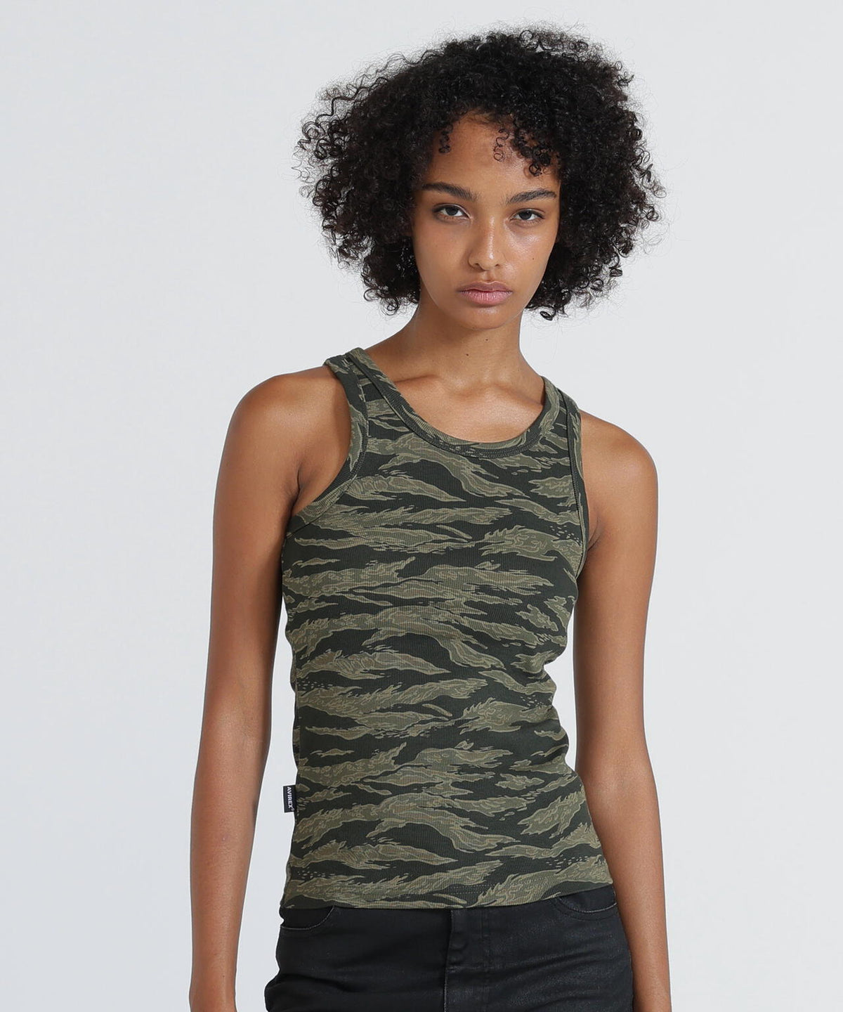 《WEB限定/DAILY/デイリー/WOMAN》RIB CAMO TANK TOP