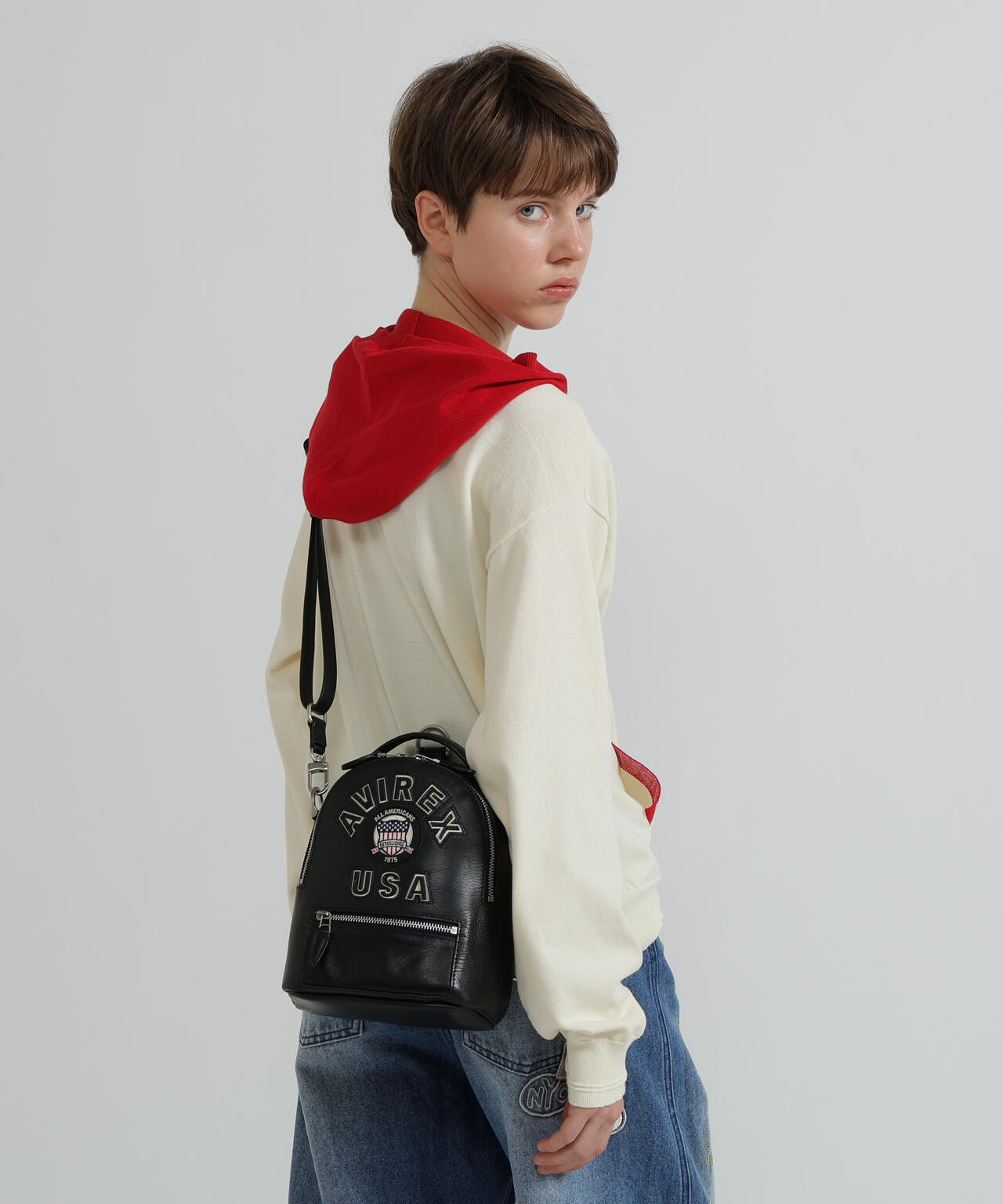 《直営店限定》VARSITY LEATHER MINI BACKPACK/AVX 5653