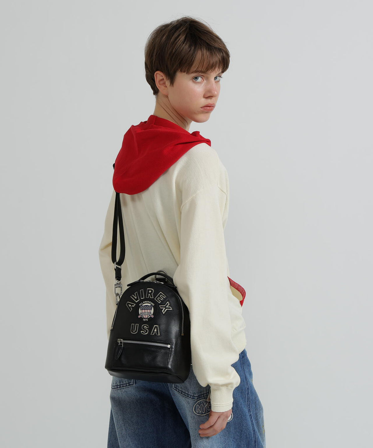 《直営店限定》VARSITY LEATHER MINI BACKPACK/AVX 5653
