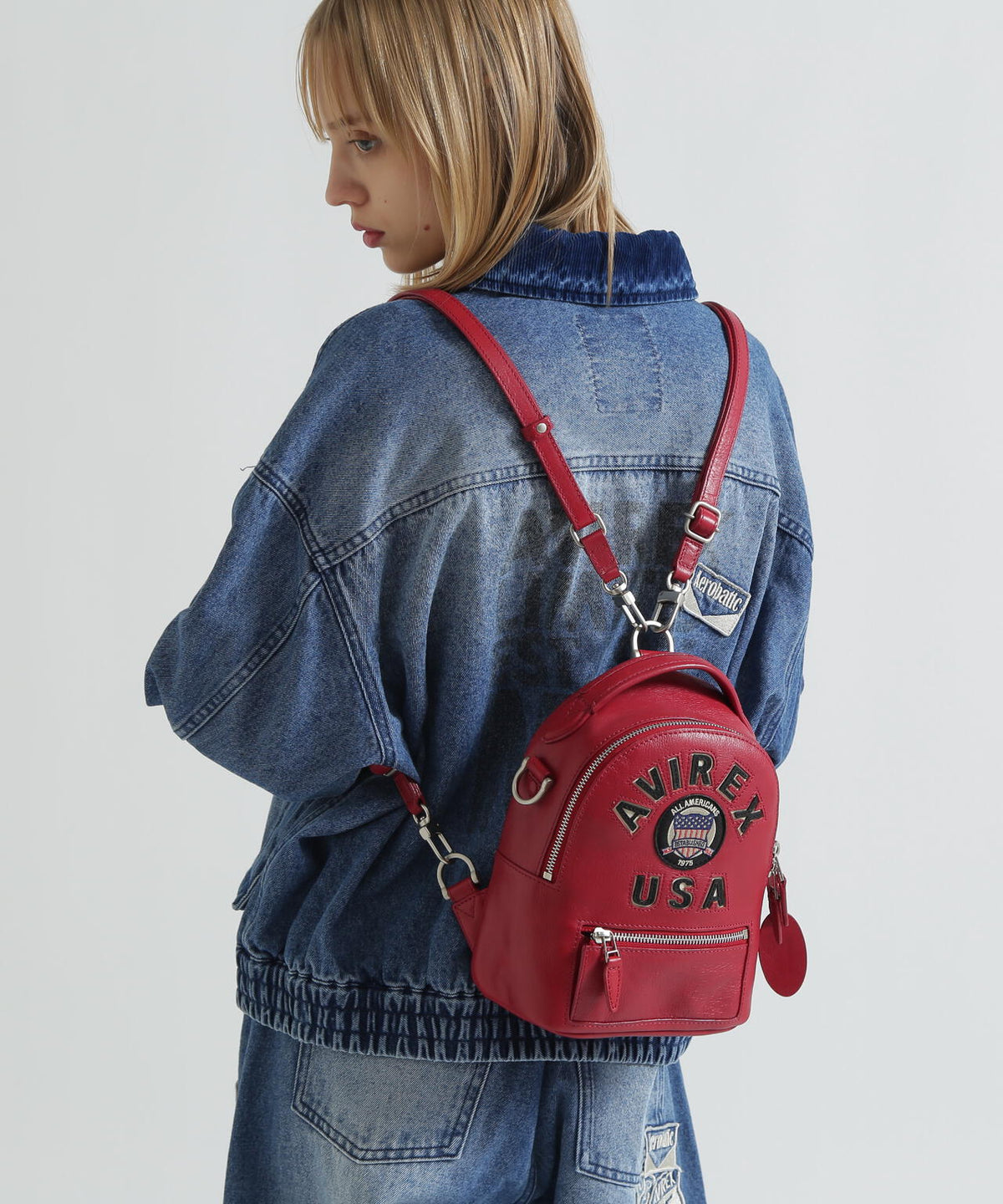 《直営店限定》VARSITY LEATHER MINI BACKPACK/AVX 5653