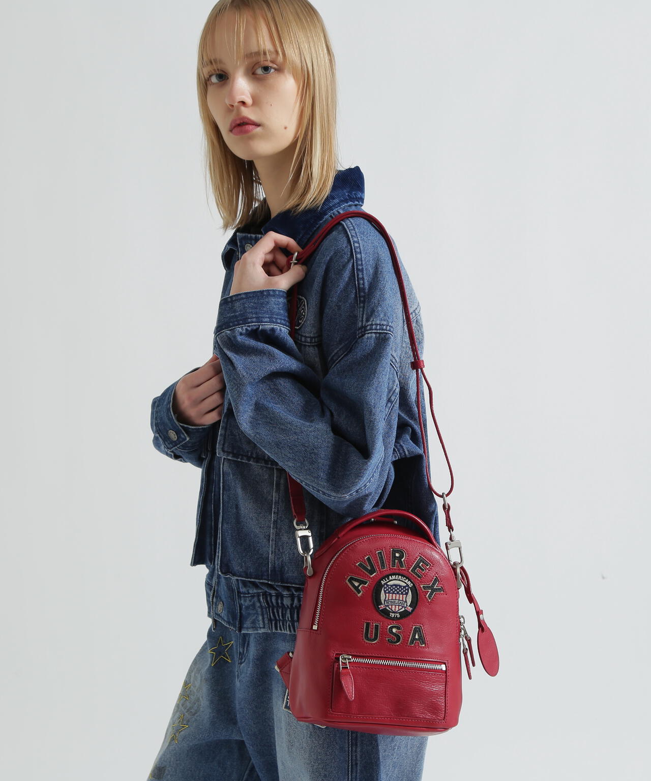 《直営店限定》VARSITY LEATHER MINI BACKPACK/AVX 5653