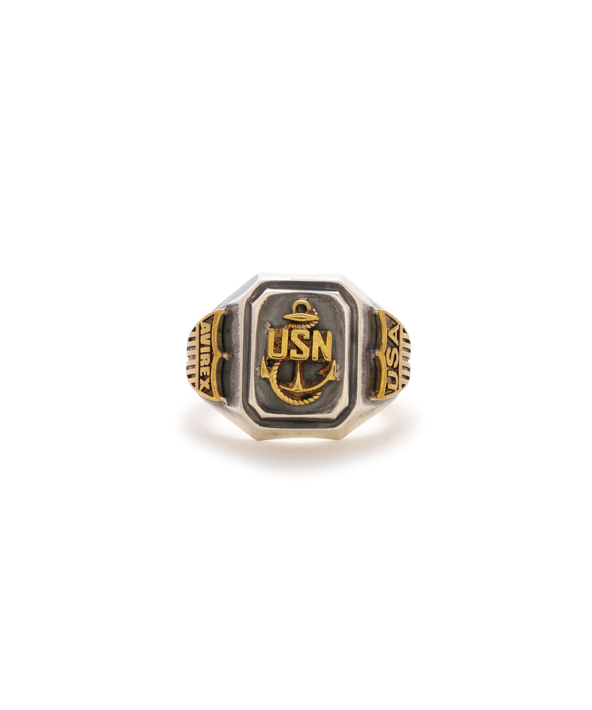 《AVIREX by J.H.M CO.,LTD.》MATERIAL COMBI SIGNET RING ”USN”