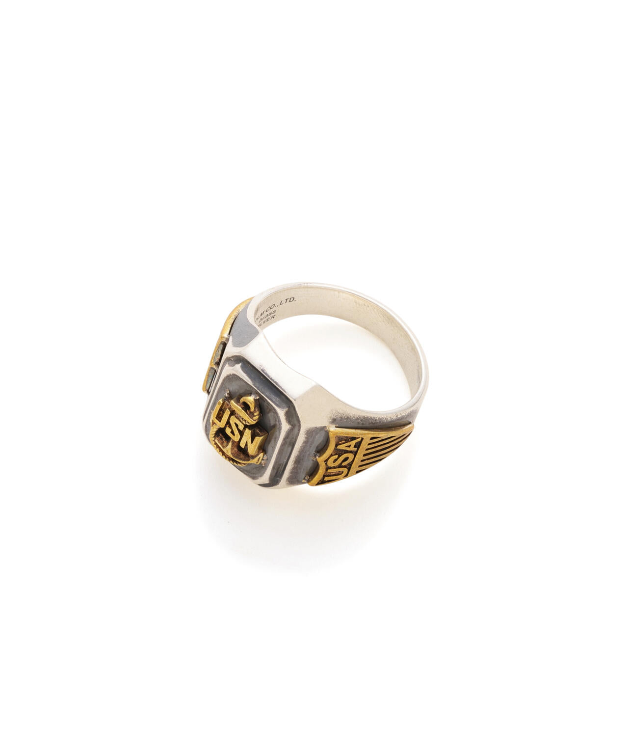 《AVIREX by J.H.M CO.,LTD.》MATERIAL COMBI SIGNET RING ”USN”