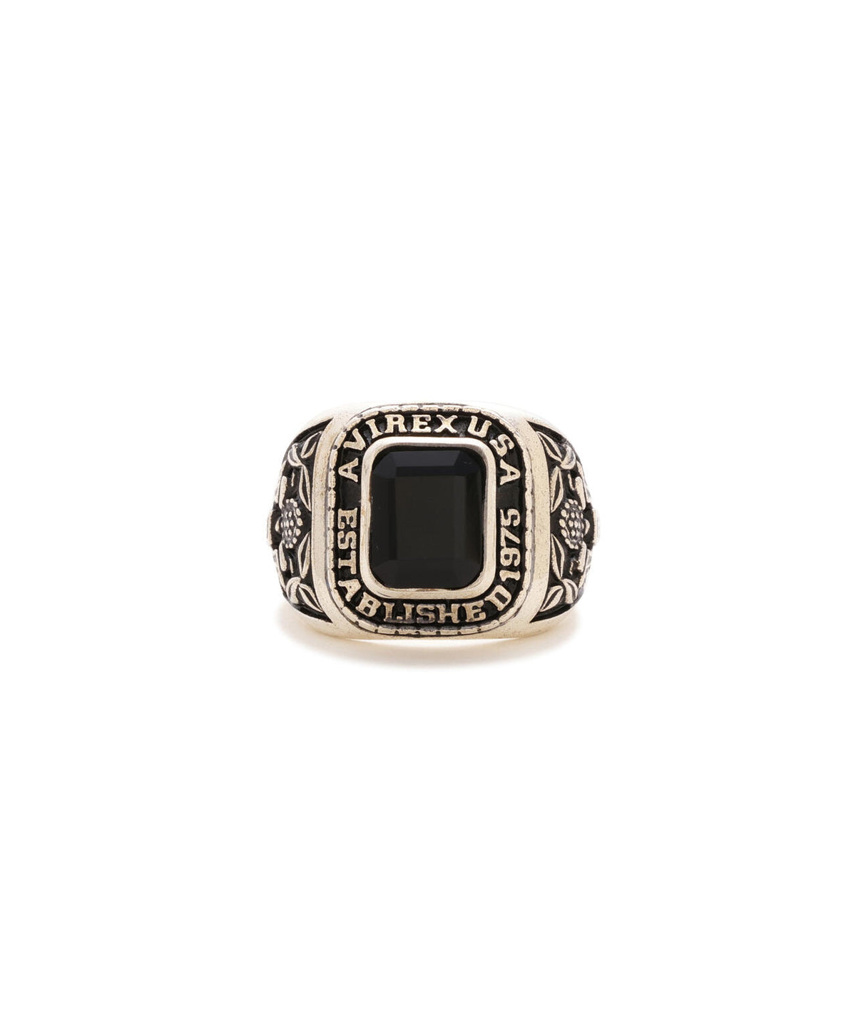 《AVIREX by J.H.M CO.,LTD.》STERLING SILVER COLLEGE RING ONYX ”USAF”