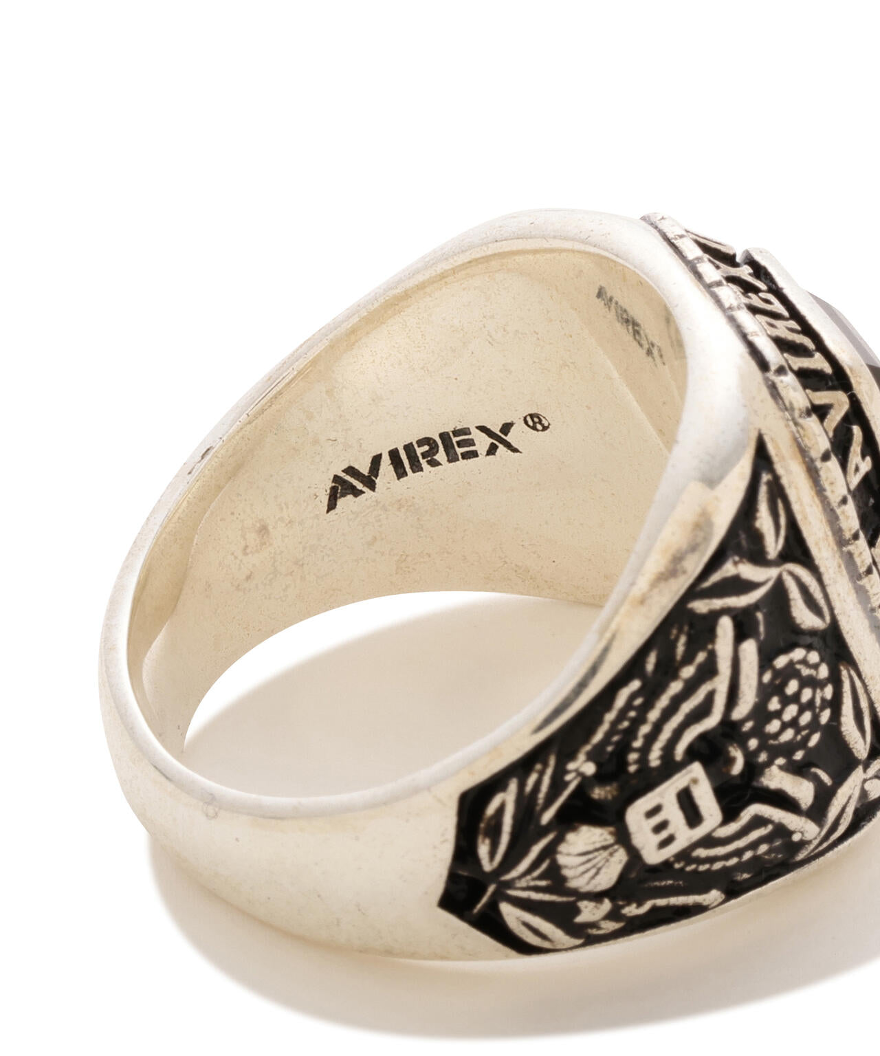 《AVIREX by J.H.M CO.,LTD.》STERLING SILVER COLLEGE RING ONYX ”USAF”