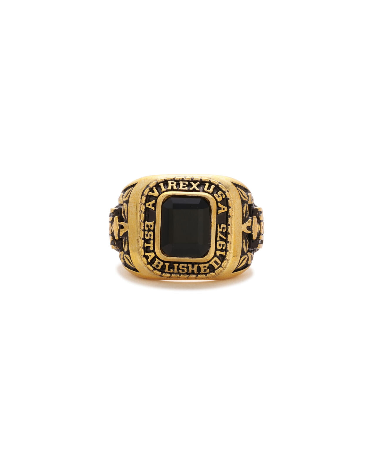 《AVIREX by J.H.M CO.,LTD.》BRASS COLLEGE RING WITH ONYX ”USN”