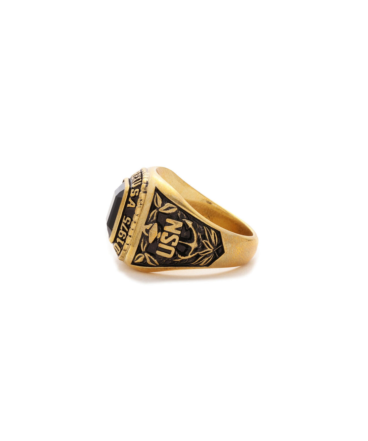 《AVIREX by J.H.M CO.,LTD.》BRASS COLLEGE RING WITH ONYX ”USN”