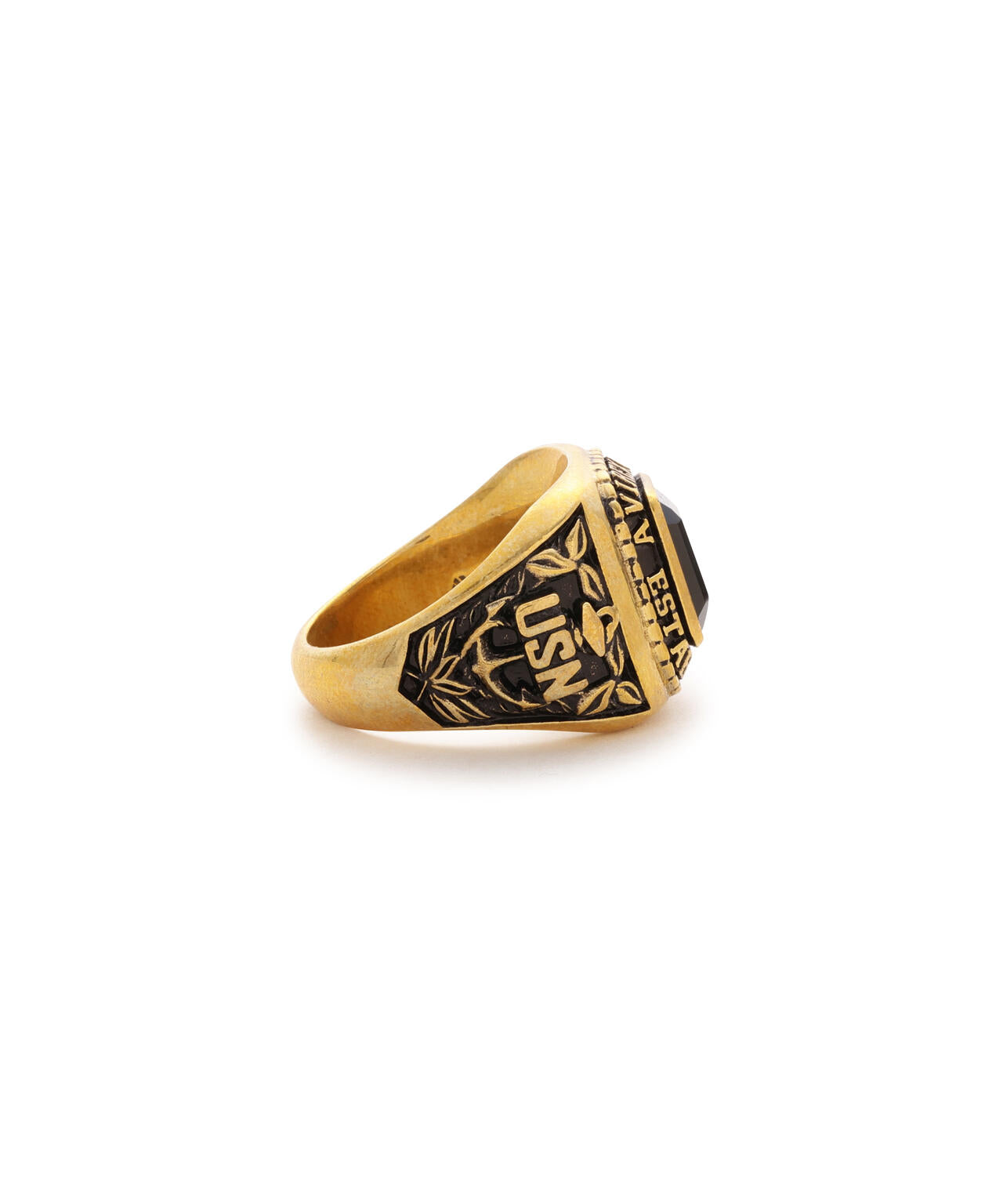 《AVIREX by J.H.M CO.,LTD.》BRASS COLLEGE RING WITH ONYX ”USN”