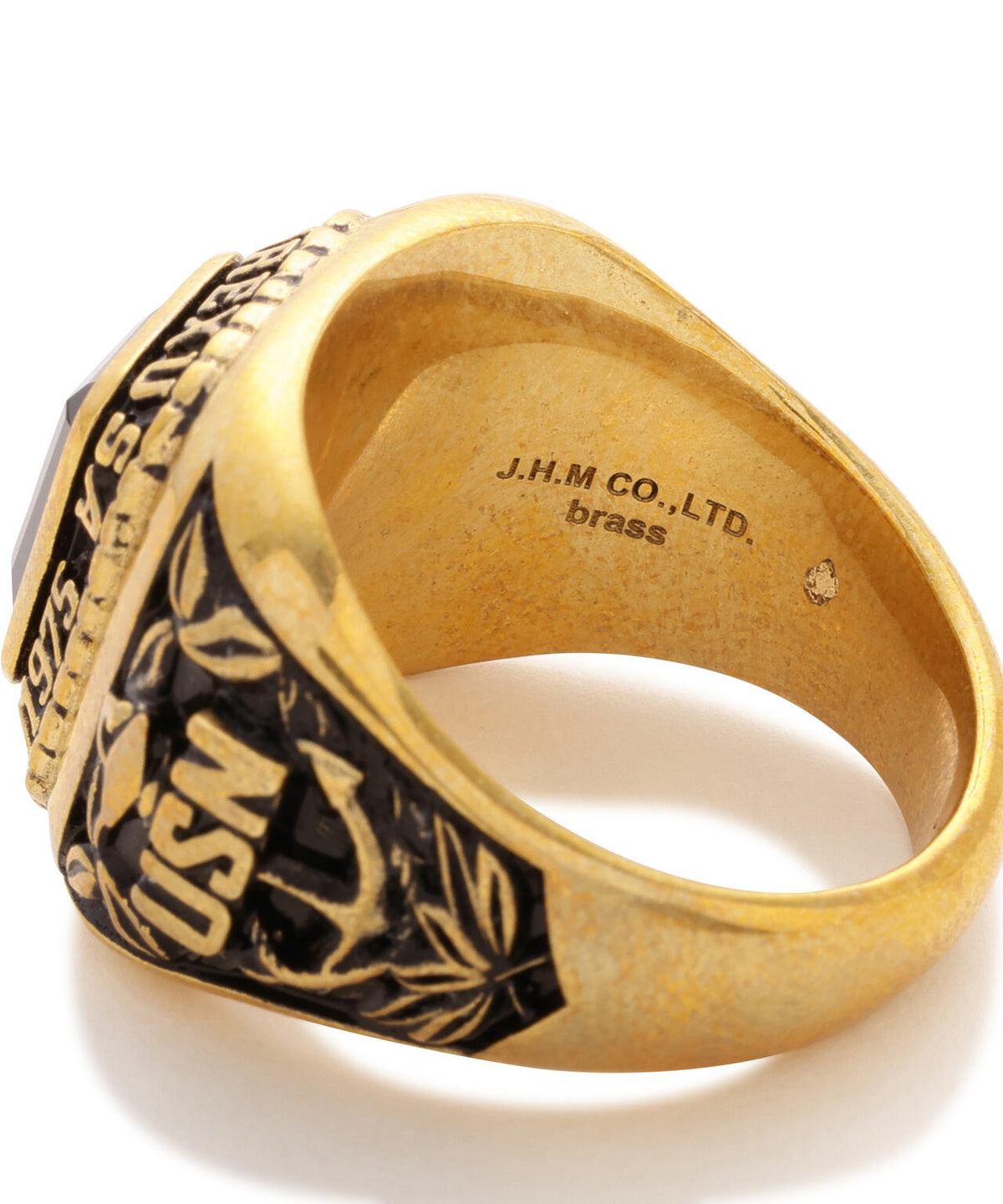 《AVIREX by J.H.M CO.,LTD.》BRASS COLLEGE RING WITH ONYX ”USN”
