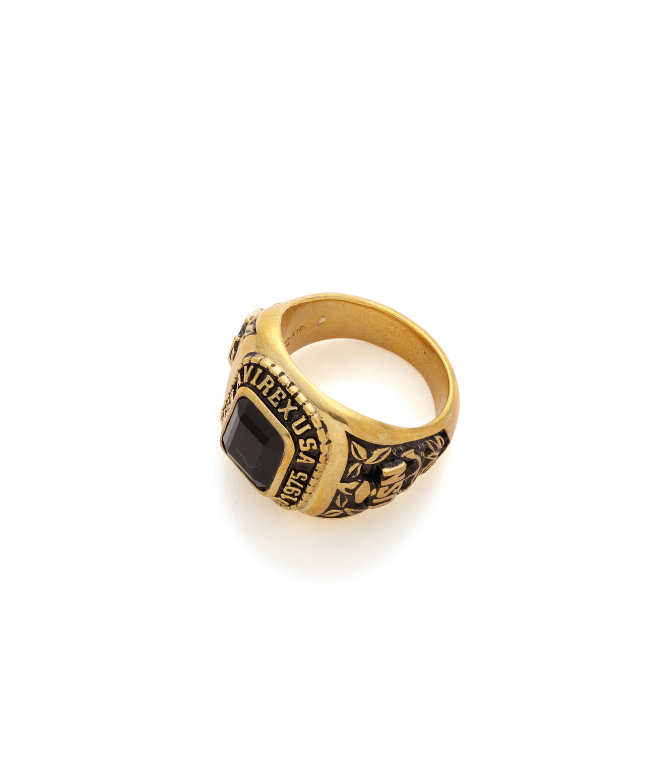 《AVIREX by J.H.M CO.,LTD.》BRASS COLLEGE RING WITH ONYX ”USN”