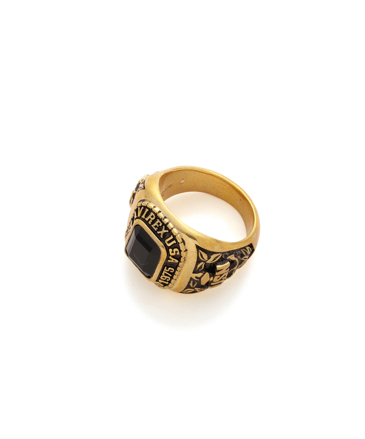 《AVIREX by J.H.M CO.,LTD.》BRASS COLLEGE RING WITH ONYX ”USN”