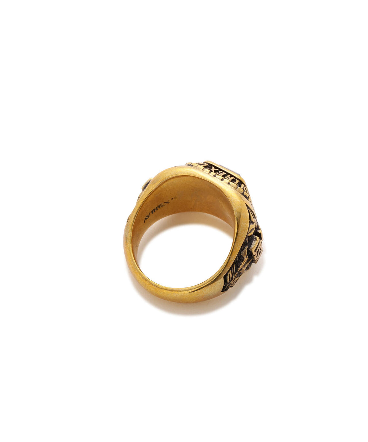 《AVIREX by J.H.M CO.,LTD.》BRASS COLLEGE RING WITH ONYX ”USN”