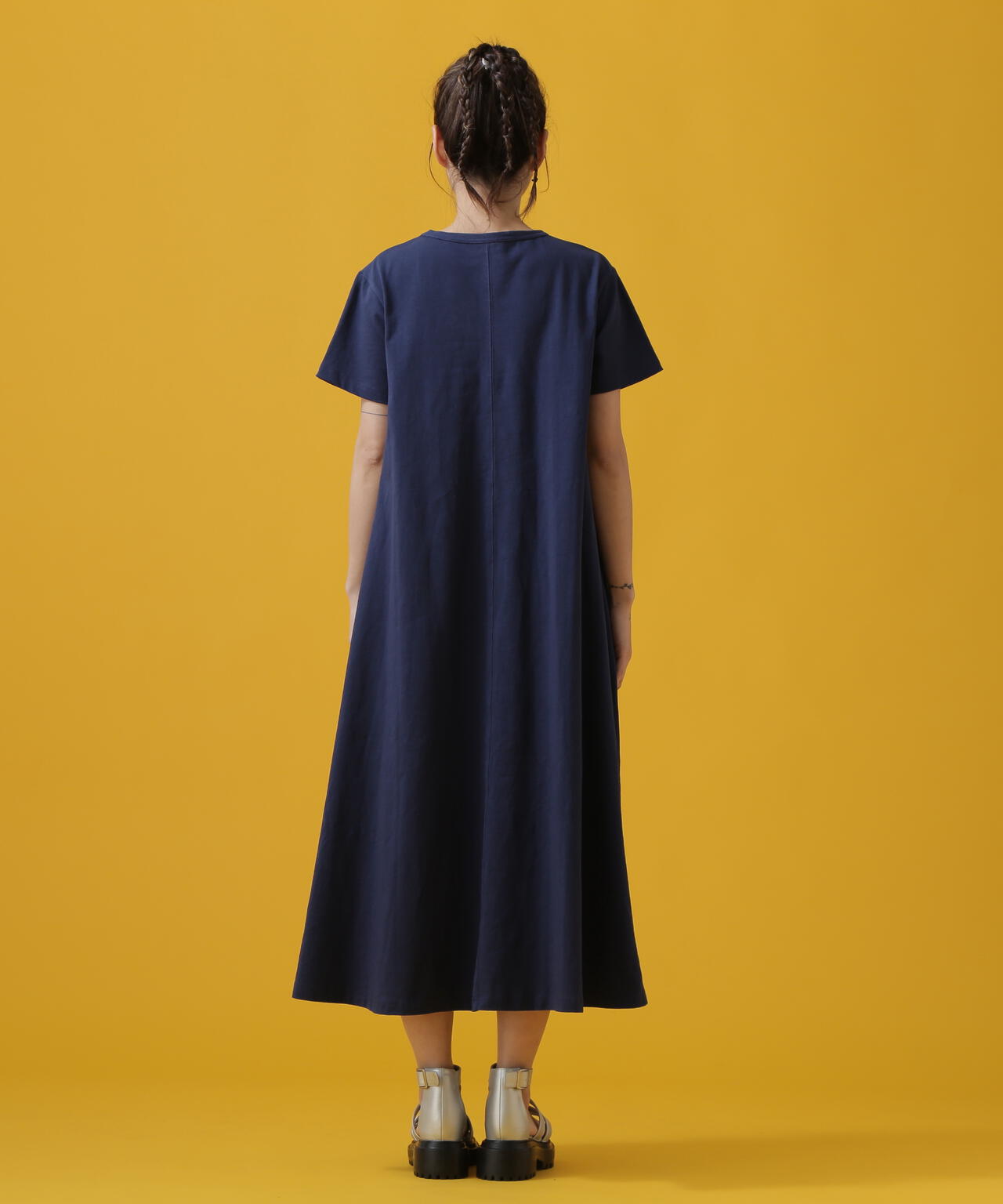 デニム ポケット フレア ワンピース/DENIM POCKET FLARE ONEPICE