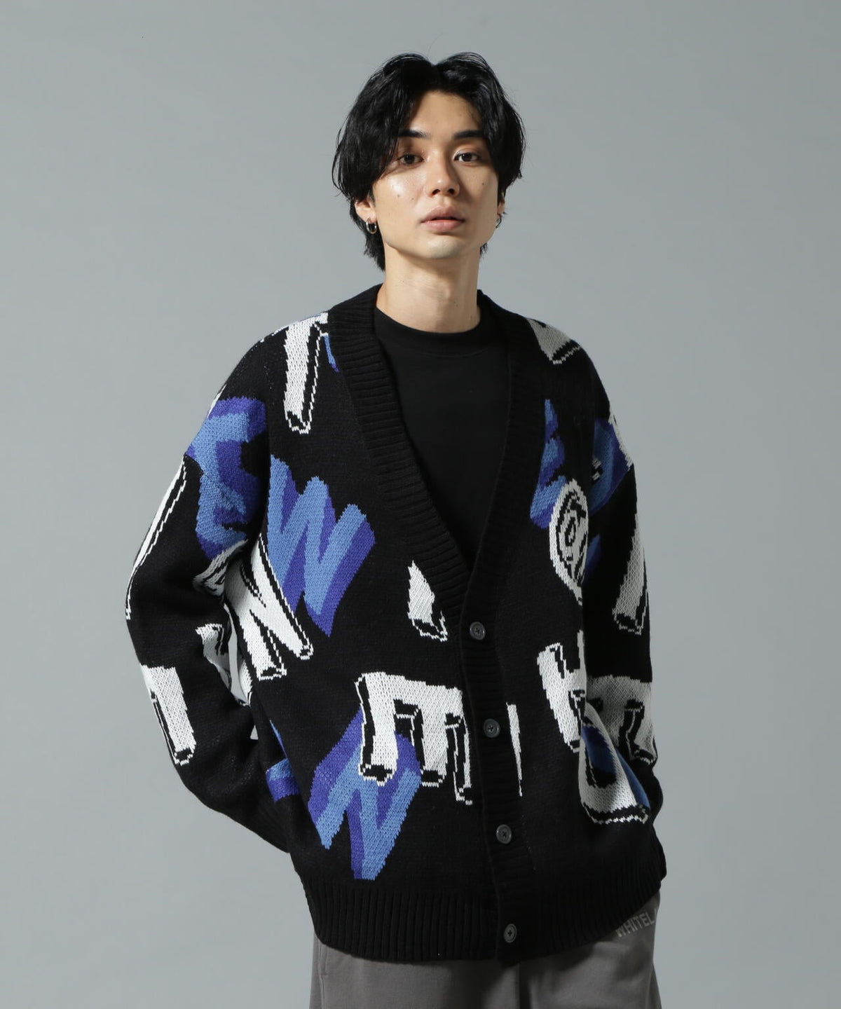 【WEB&DEPOT限定】WHITELAND/ホワイトランド/CARDIGAN/総柄カーディガン