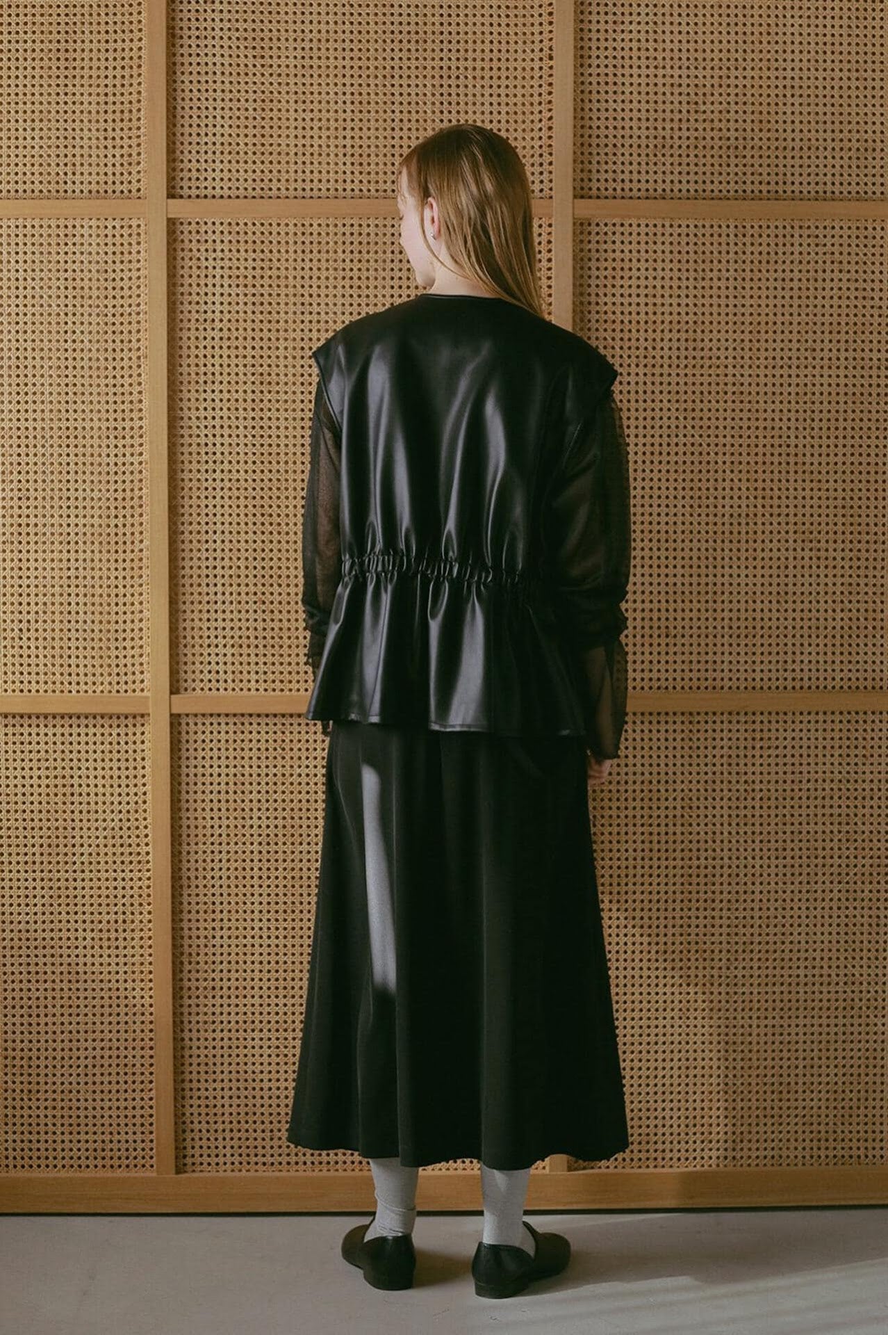 MANOF/マノフ/VEGAN LEATHER DRAWSTRING VEST