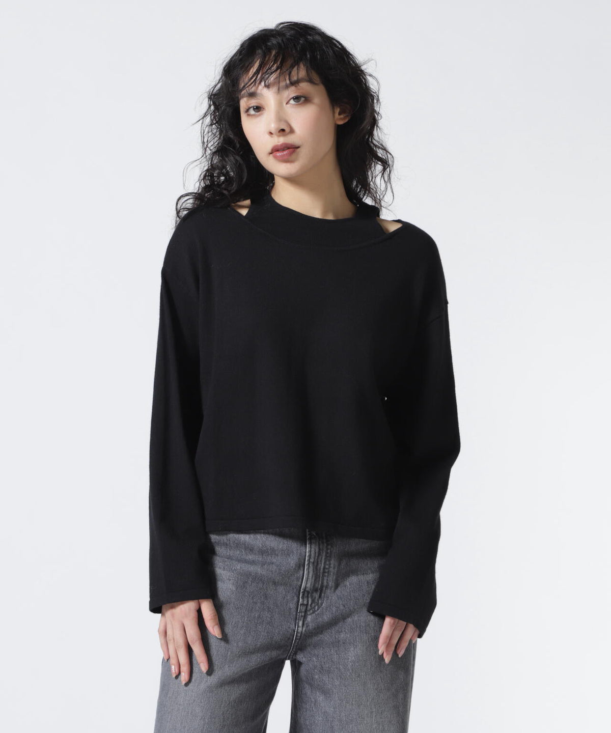 MANOF/マノフ/NECK LAYERED KNIT TOPS