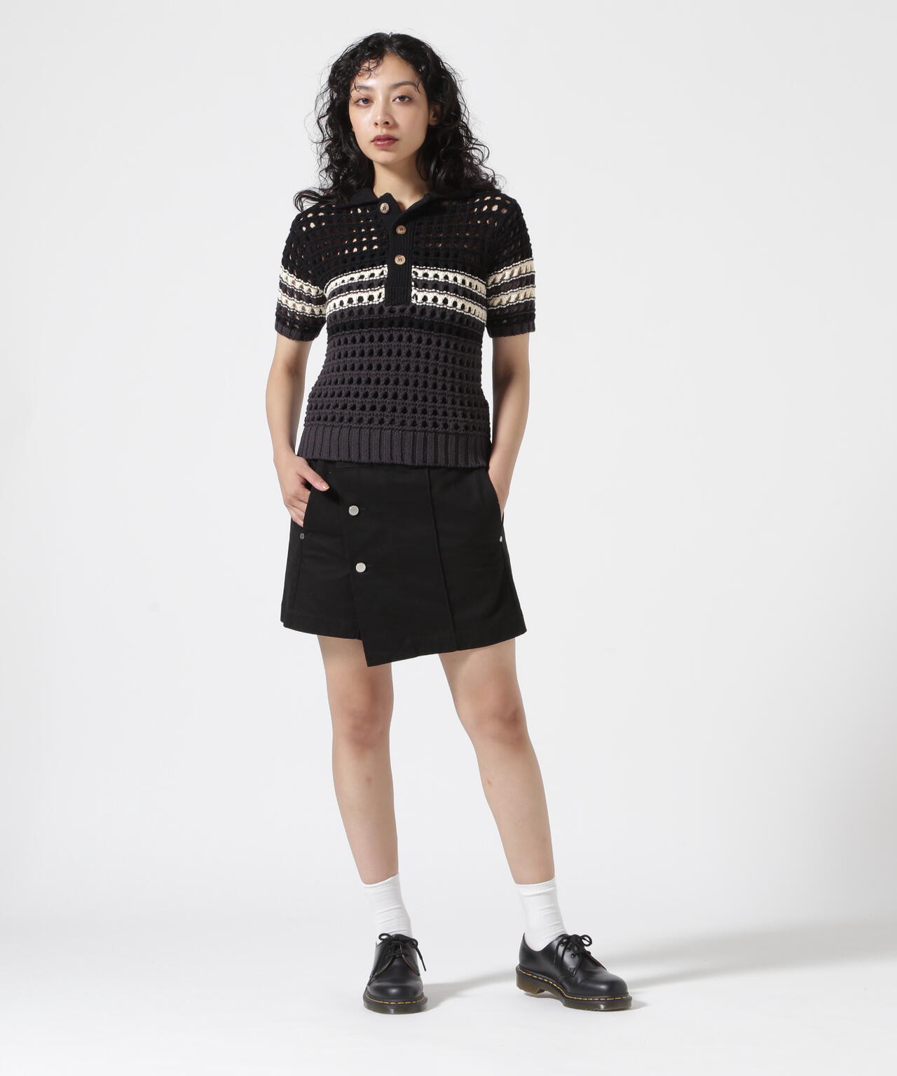 VOLTAGE CONTROL FILTER/ヴォルテージコントロールフィルター/MESH BORDER TIGHT KNIT POLO
