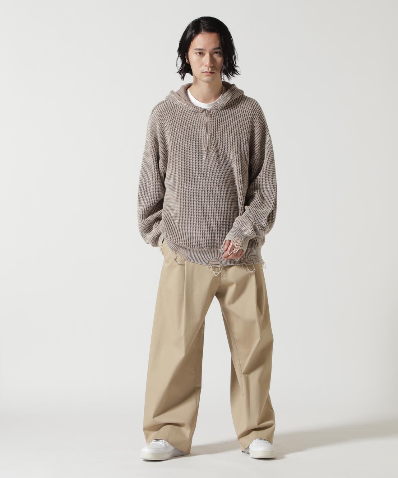 【WEB&DEPOT限定】Dankeschon/ダンケシェーン/PIGMENT STONEWASH DAMAGE AZE HALFZIP