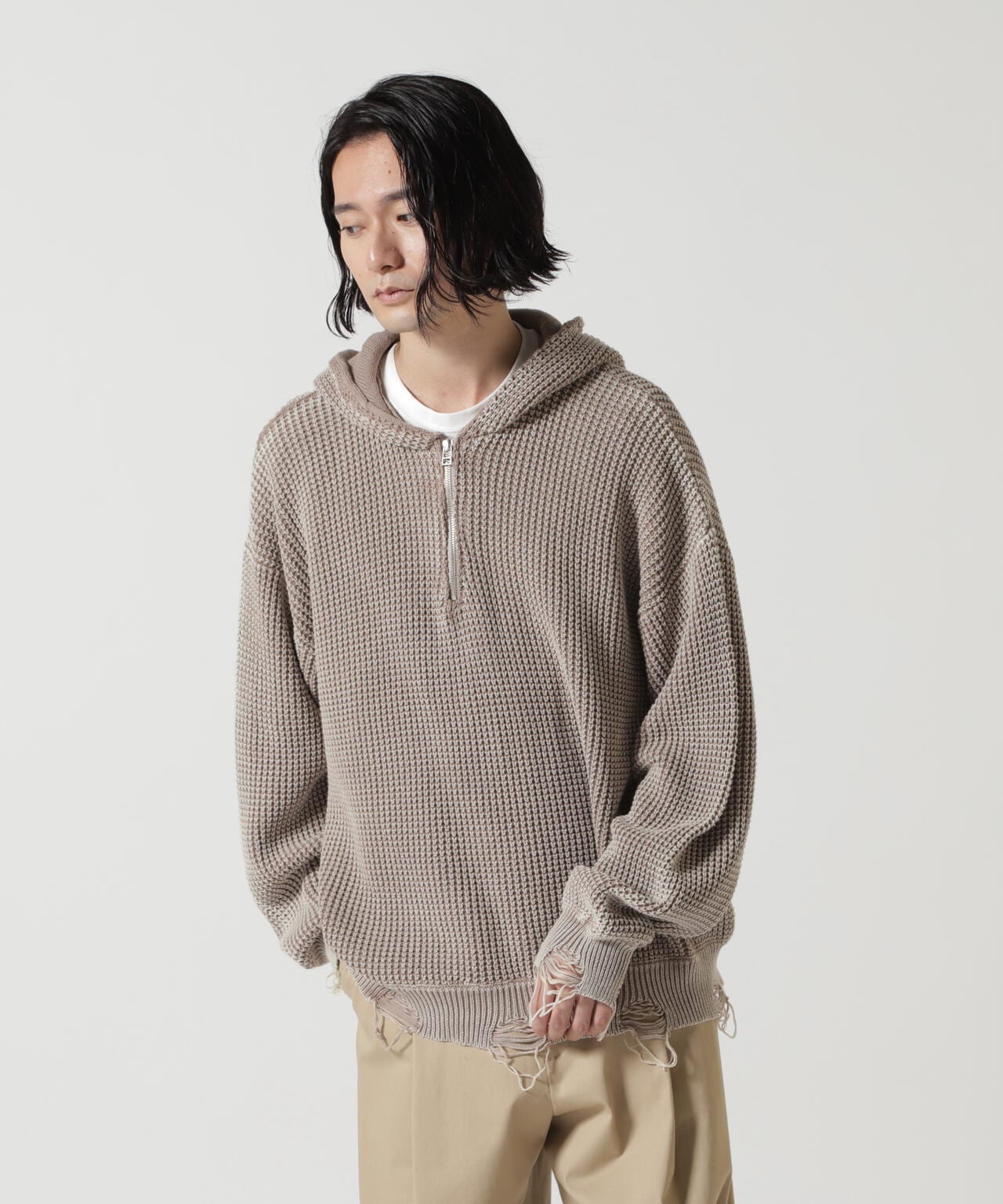 【WEB&DEPOT限定】Dankeschon/ダンケシェーン/PIGMENT STONEWASH DAMAGE AZE HALFZIP