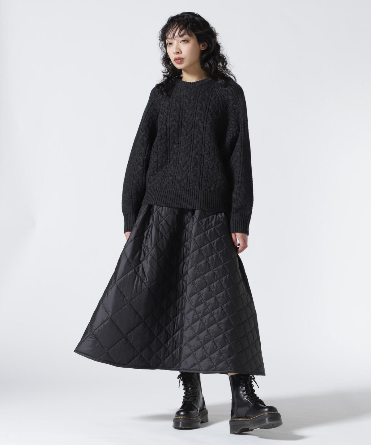 MANOF/マノフ/SHOULDER TUCK CABLE KNIT