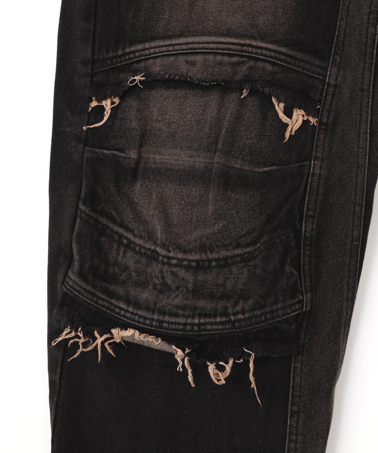 BLR/ビーエルアール/KNEE POINT WASHED DENIM PANTS