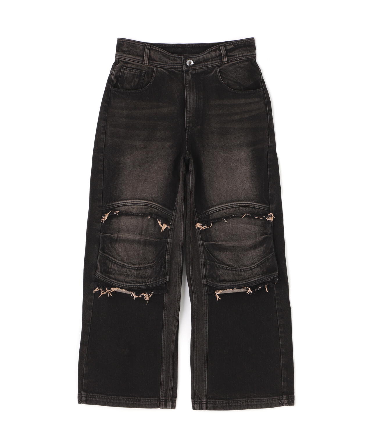 BLR/ビーエルアール/KNEE POINT WASHED DENIM PANTS